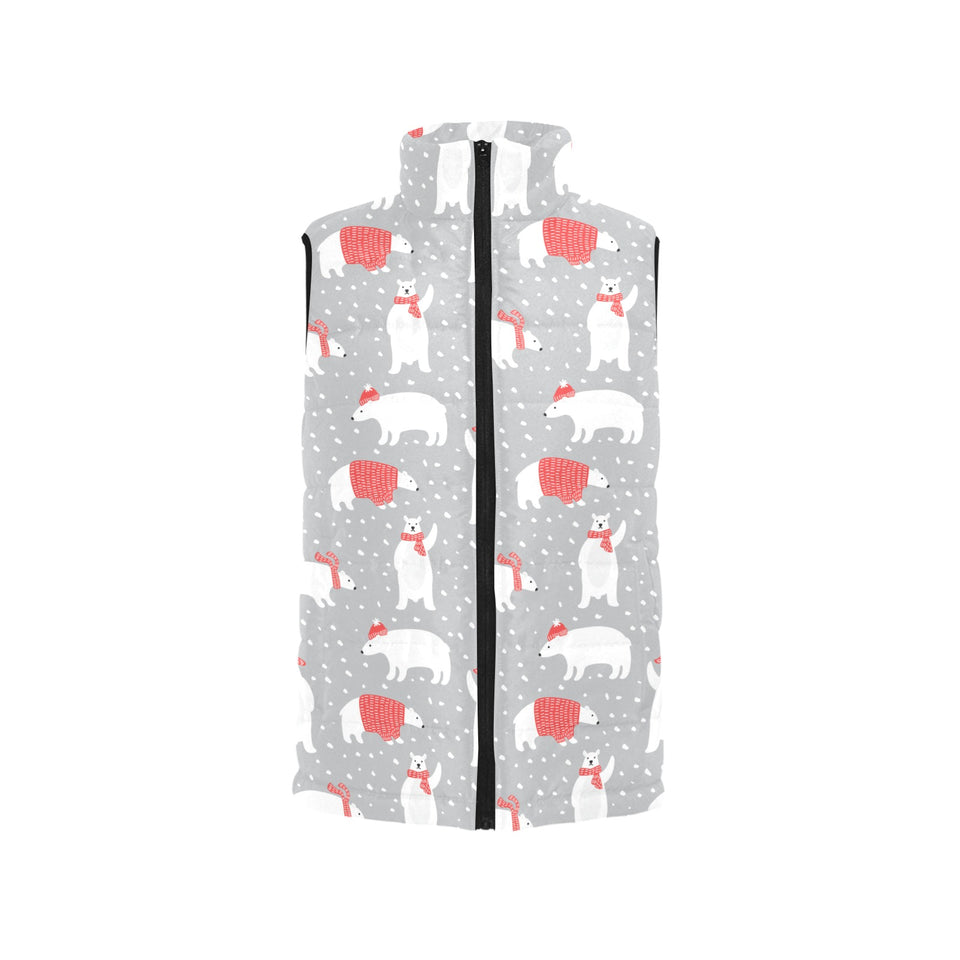 Cute polar bear christmas snow pattern Women's Padded Vest