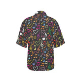 Music Notes Pattern Print Design 02 Women's All Over Print Hawaiian Shirt