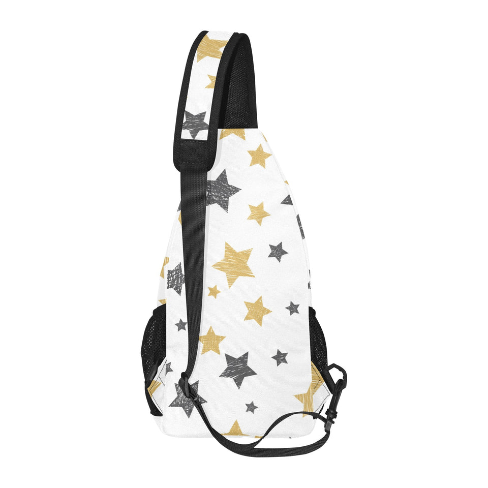 hand drawn gold black star pattern All Over Print Chest Bag