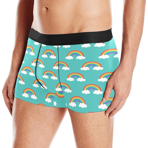 Rainbow pattern green background Men's All Over Print Boxer Briefs Men's Underwear