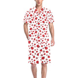 Ladybug Pattern Print Design 04 Men's V-Neck Short Pajama Set