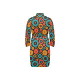 Gear Pattern Print Design 01 Men's Long Sleeve Belted Night Robe