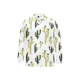 Cute cactus pattern Men's Long Sleeve Polo Shirt