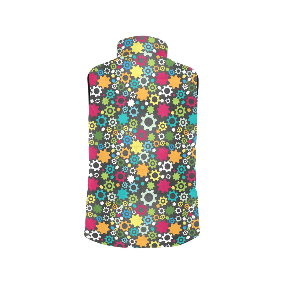 Gear Pattern Print Design 03 Women's Padded Vest