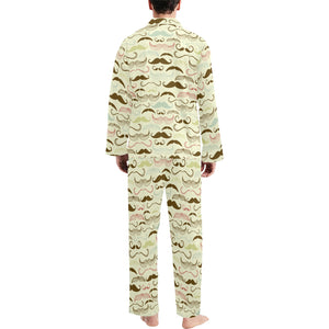 Mustache Beard Pattern Print Design 01 Men's Long Pajama Set
