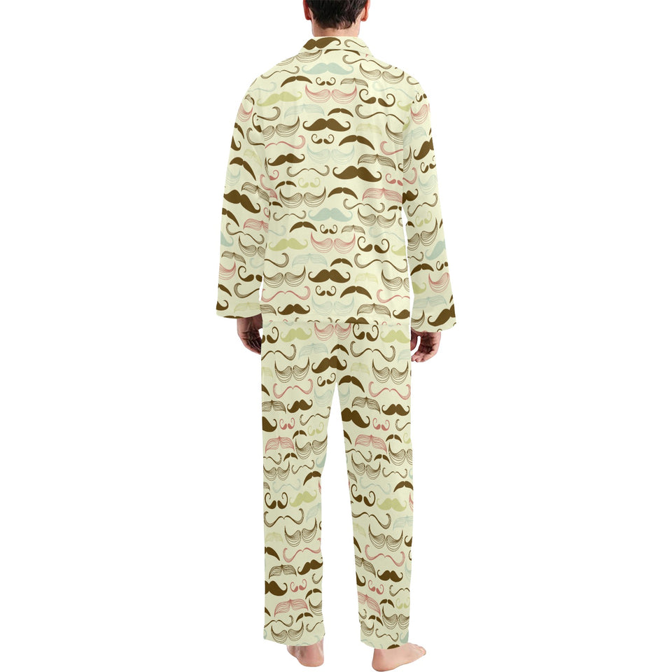 Mustache Beard Pattern Print Design 01 Men's Long Pajama Set