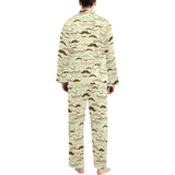 Mustache Beard Pattern Print Design 01 Men's Long Pajama Set