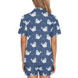 Cute white baby sea lion seal pattern Women's V-Neck Short Pajama Set