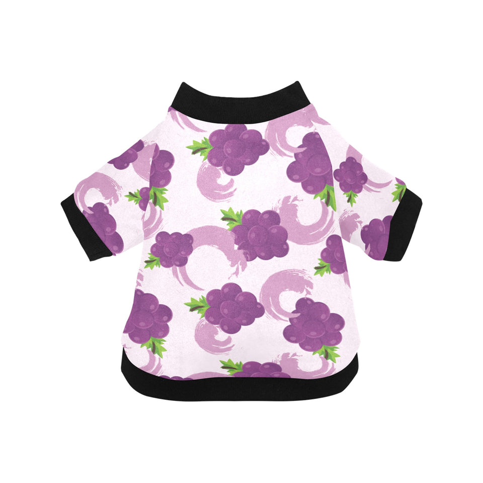 Cute Grape pattern All Over Print Pet Dog Round Neck Fuzzy Shirt
