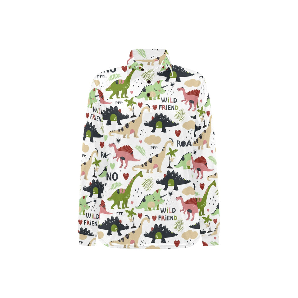 Cute dinosaurs pattern Women's Long Sleeve Polo Shirt