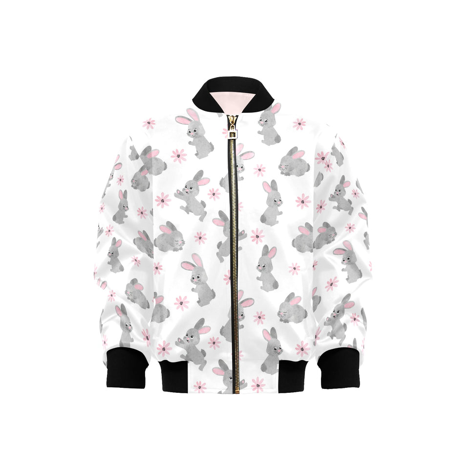 Watercolor cute rabbit pattern Kids' Boys' Girls' Bomber Jacket
