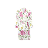 Hand drawn butterfly rose Men's Long Sleeve Belted Night Robe