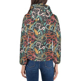 Colorful snake plant pattern Women's Padded Hooded Jacket