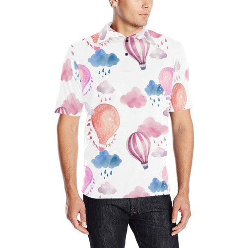Watercolor air balloon cloud pattern Men's All Over Print Polo Shirt