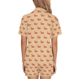 Sausage Pattern Print Design 03 Women's V-Neck Short Pajama Set