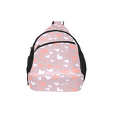 coral white heart pattern All Over Print Chest Bag