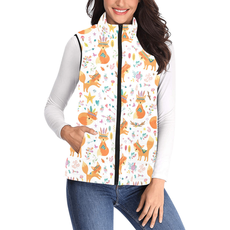 cute tribal fox pattern Women's Padded Vest