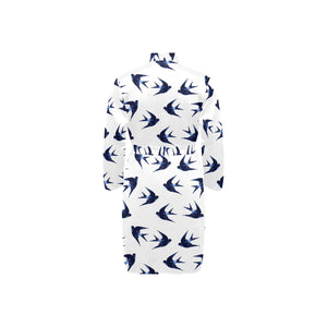 Swallow Pattern Print Design 03 Men's Long Sleeve Belted Night Robe