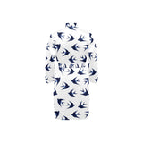 Swallow Pattern Print Design 03 Men's Long Sleeve Belted Night Robe