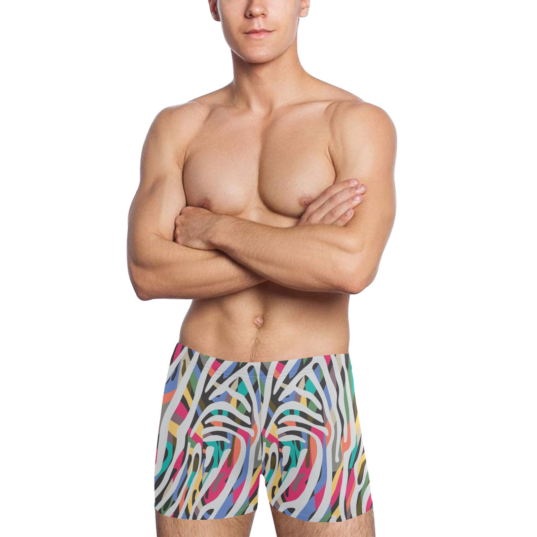 Colorful zebra skin pattern Men's Swimming Trunks