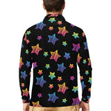 Colorful star pattern Men's Long Sleeve Polo Shirt
