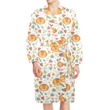 Lion Pattern Print Design 04 Men's Long Sleeve Belted Night Robe