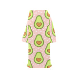 Avocado heart pink background Blanket Robe with Sleeves