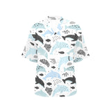 Cute dolphins Childish Style pattern Women's All Over Print Hawaiian Shirt