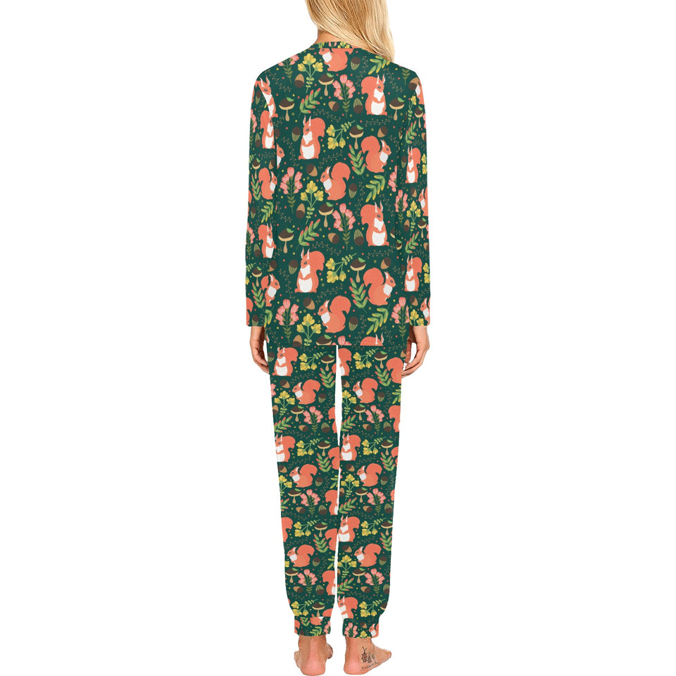 Squirrel Pattern Print Design 03 Women's All Over Print Pajama Set