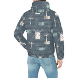 windmill tree pattern Men's Padded Hooded Jacket