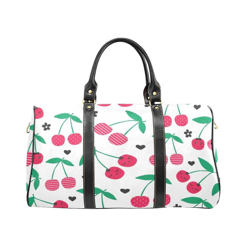 cherry pattern white background Travel Bag
