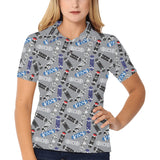 Skate Board Pattern Print Design 03 Women's All Over Print Polo Shirt