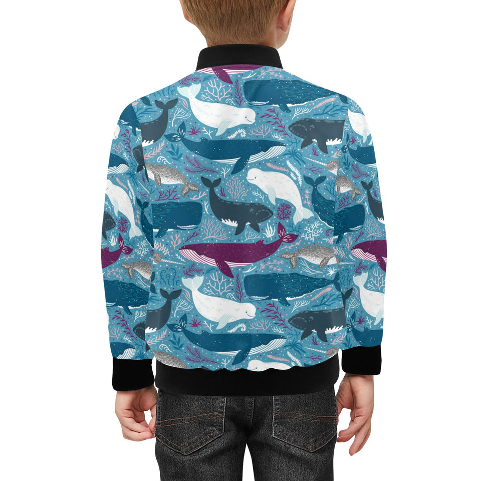 Whale design pattern Kids' Boys' Girls' Bomber Jacket