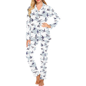 Swallow Pattern Print Design 05 Women's Long Pajama Set