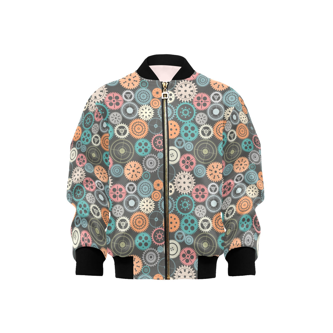 Gear Pattern Print Design 05 Kids' Boys' Girls' Bomber Jacket