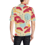 Red Bonsai gray sun japanese pattern Men's All Over Print Polo Shirt