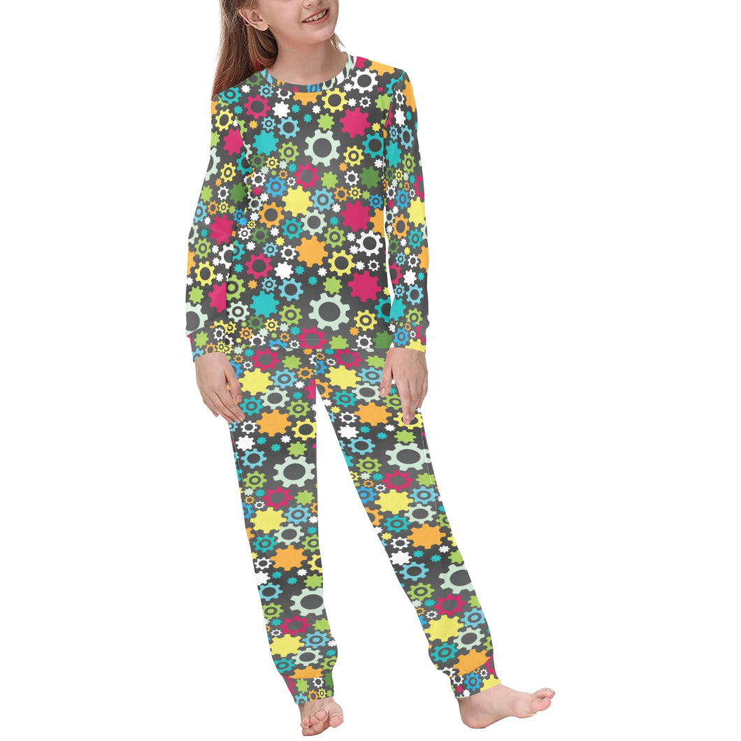 Gear Pattern Print Design 03 Kids' Boys' Girls' All Over Print Pajama Set