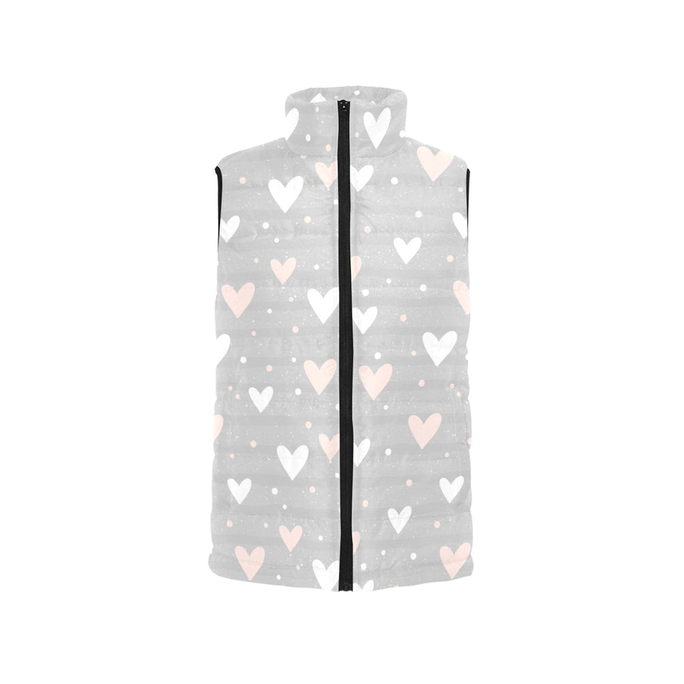 Heart pattern gray background Women's Padded Vest