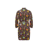 Snail Pattern Print Design 02 Men's Long Sleeve Belted Night Robe