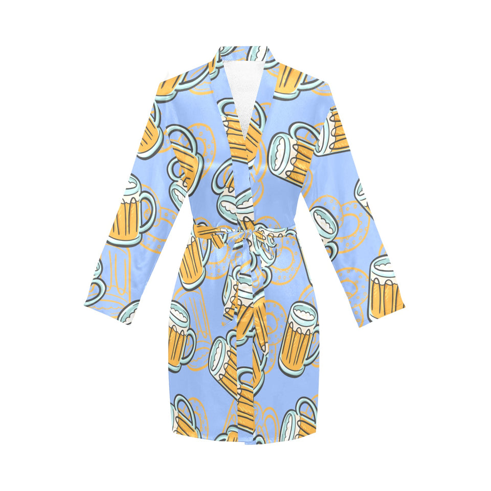 Beer pattern Women's Long Sleeve Belted Night Robe
