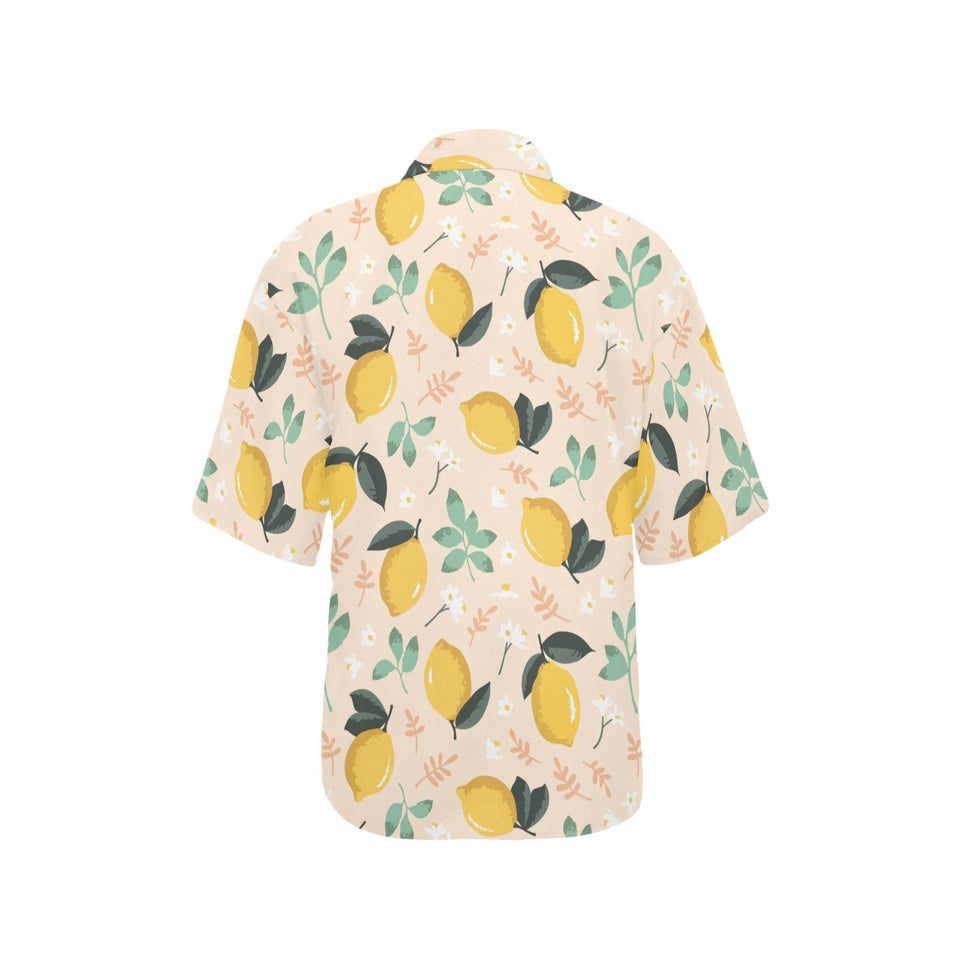 lemon flower leave pattern Women's All Over Print Hawaiian Shirt