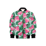 Watermelons tropical palm leaves pattern Kids' Boys' Girls' Bomber Jacket