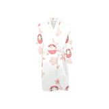 Daruma japanese wooden doll cherry blossom flower Men's Long Sleeve Belted Night Robe
