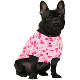cherry flower pattern pink background All Over Print Pet Dog Round Neck Fuzzy Shirt