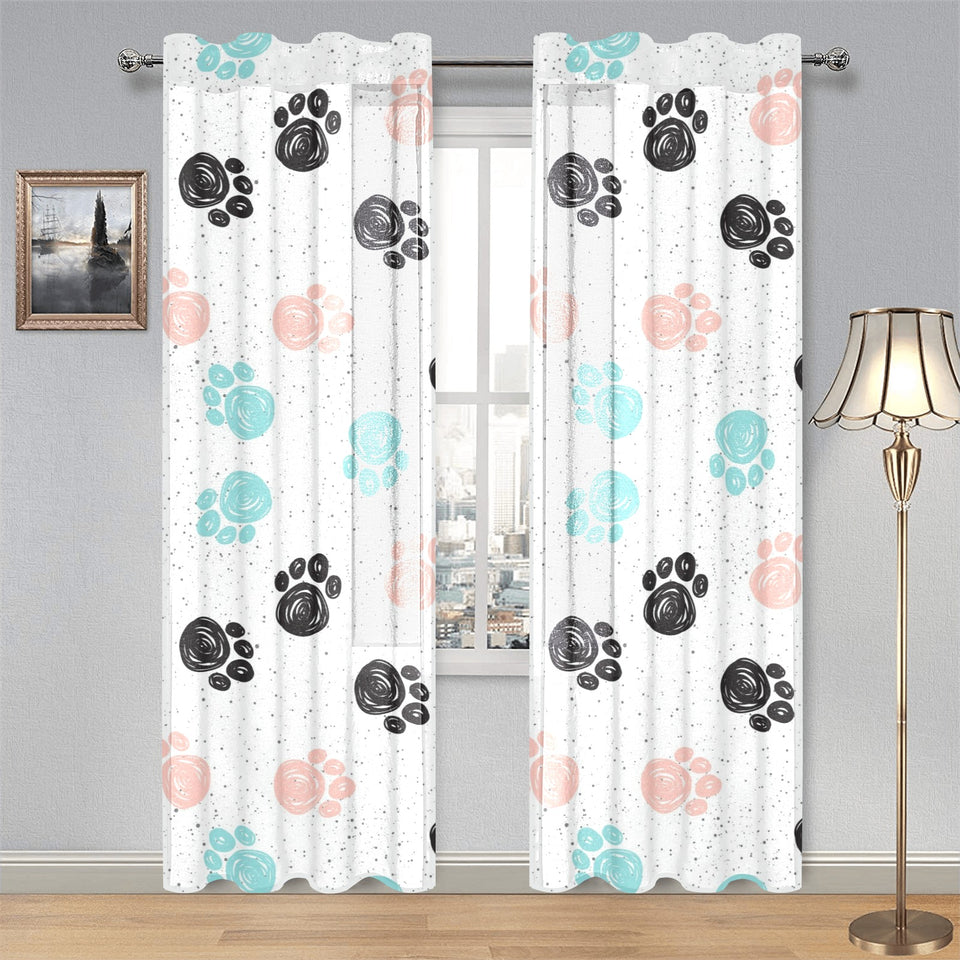 Dog Paws Pattern Print Design 04 Gauze Curtain
