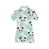 Panda pattern tropical leaves background Women's All Over Print Polo Shirt