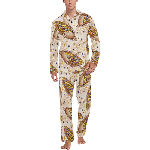 Corn Pattern Print Design 03 Men's Long Pajama Set