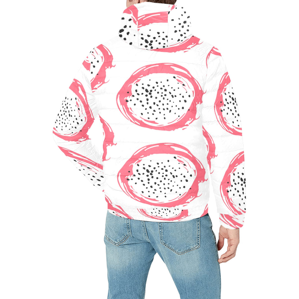 Hand drawn dragon fruit Men's Padded Hooded Jacket