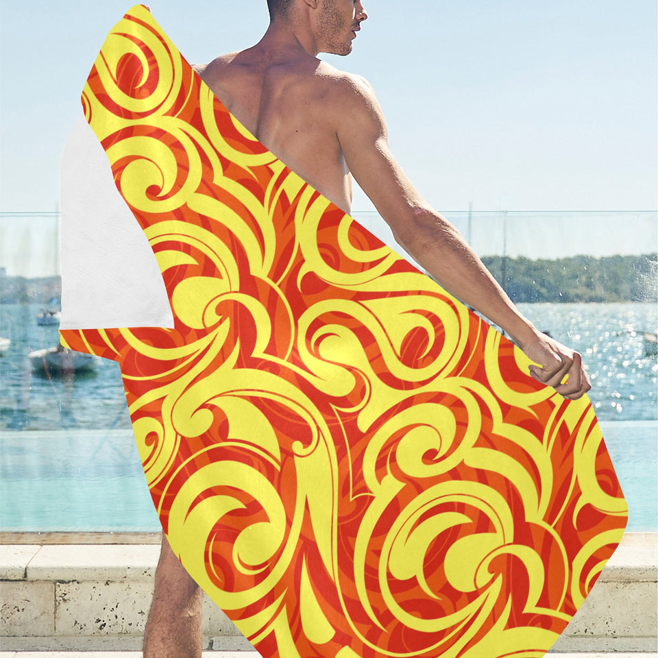 Fire flame design pattern Beach Towel