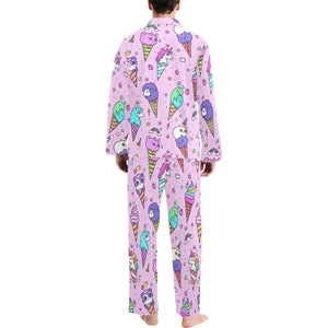 Cute ice cream cone animal pattern Men's Long Pajama Set